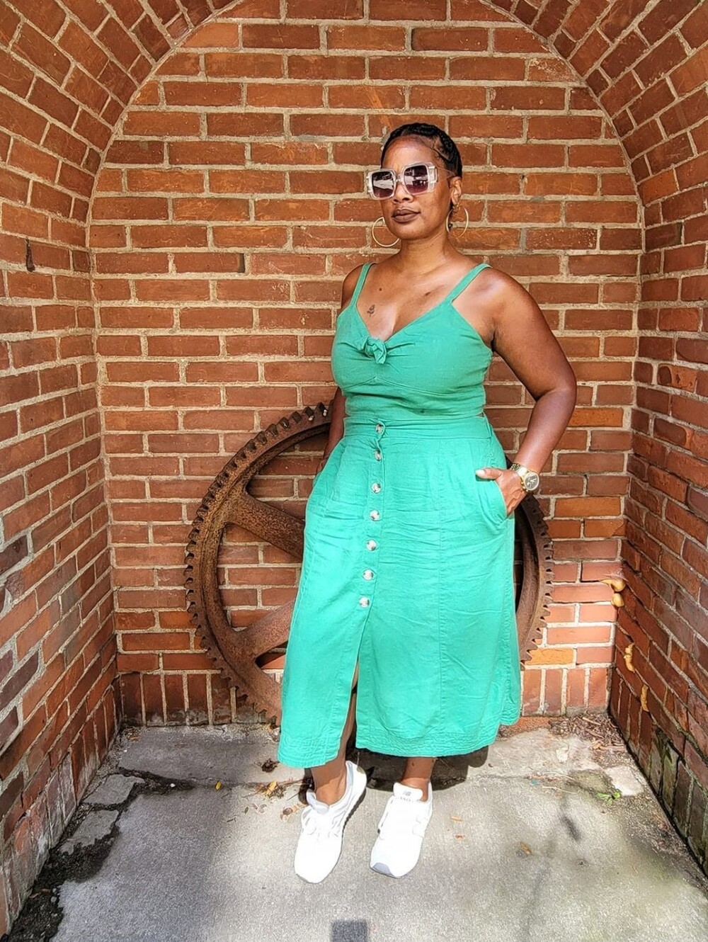 GREEN two-piece linen set by Universal Thread